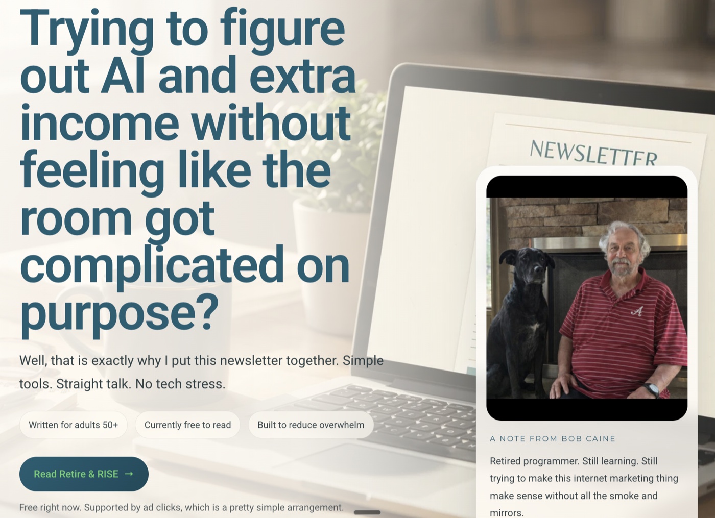 Retire and RISE newsletter site that Bob Caine built in the workshop
