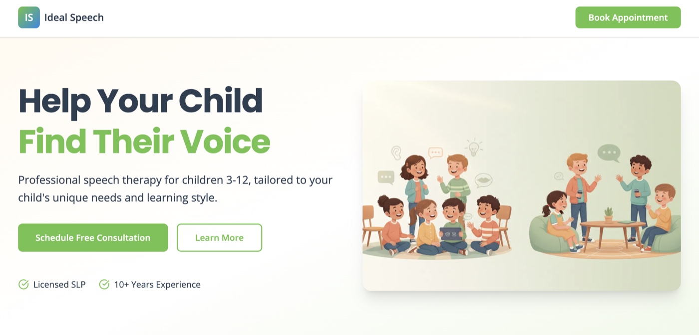 Ideal Speech &mdash; website Michael built for his wife's speech therapy business