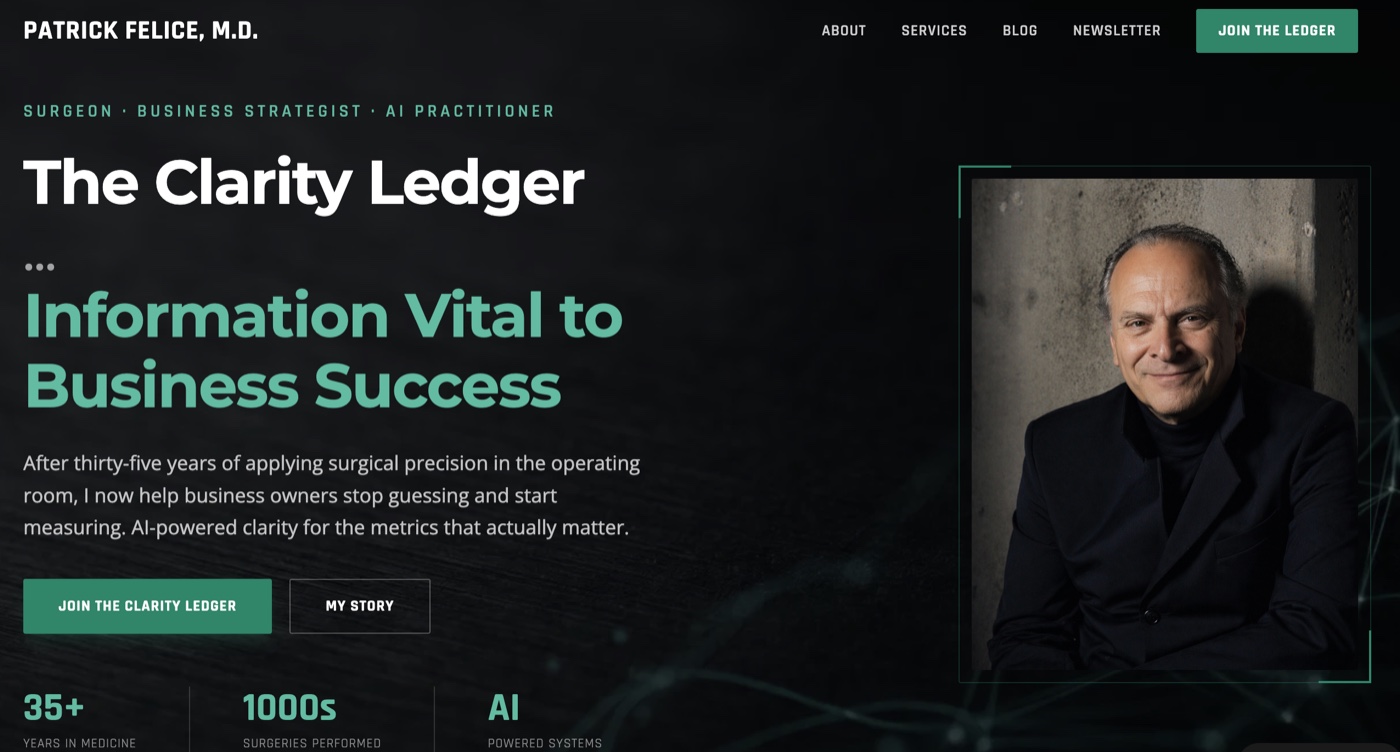 The Clarity Ledger &mdash; Patrick Felice's website built in the workshop